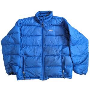VTG Patagonia Y2K 2002 Blue Goose Down Feather Puffer Coat Sz Large RARE Jacket